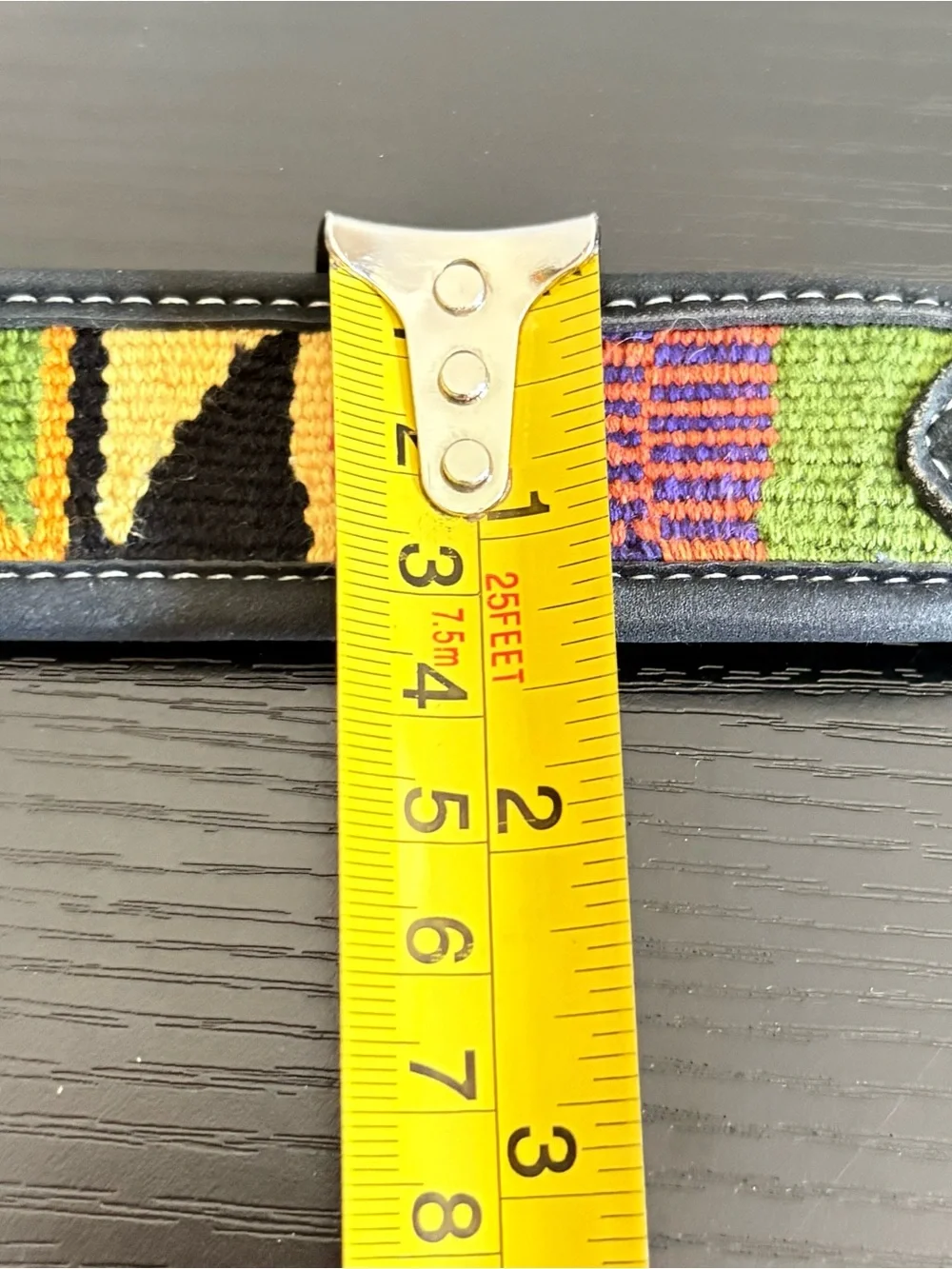 Woven Tapestry Leather Belt 41” Multicolor Boho Southwestern
